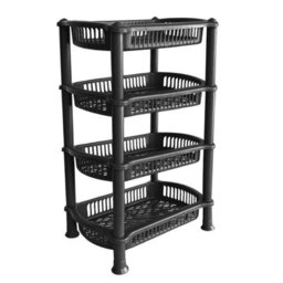 Vivo 4 Tier - Graphite Plastic Storage Shelf Shelves Basket Rack Caddy Home Kitchen Veg Fruit