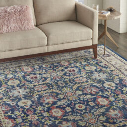 Navy/multicolor Luxurious Traditional Persian Easy To Clean Floral Rug For Dining Room Bedroom And Living Room-71 X 244Cm (Runner) - thumbnail 3