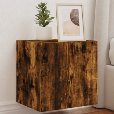 Walplus Tv Wall Cabinet With Led Lights Smoked Oak 40.5X35X40 Cm - image 1