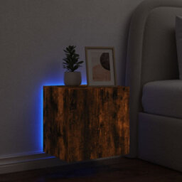 Walplus Tv Wall Cabinet With Led Lights Smoked Oak 40.5X35X40 Cm - thumbnail 4