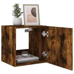 Walplus Tv Wall Cabinet With Led Lights Smoked Oak 40.5X35X40 Cm - thumbnail 7