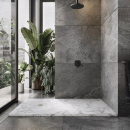 Plum&clay Pia Rectangle White Marble Effect Shower Tray (L)1700mm (W)700mm (H)25mm - thumbnail 4
