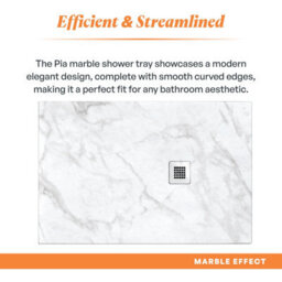Plum&clay Pia Rectangle White Marble Effect Shower Tray (L)1700mm (W)700mm (H)25mm - thumbnail 5