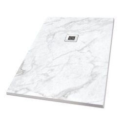 Plum&clay Pia Rectangle White Marble Effect Shower Tray (L)1700mm (W)700mm (H)25mm - thumbnail 2