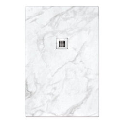 Plum&clay Pia Rectangle White Marble Effect Shower Tray (L)1700mm (W)700mm (H)25mm - thumbnail 1
