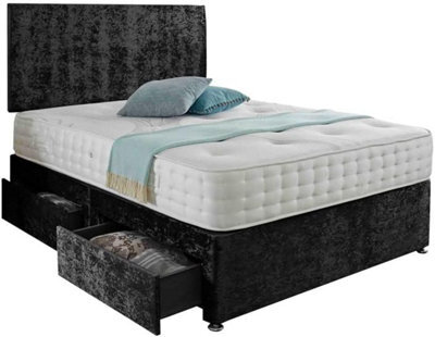 Dining Tables Classic Premium Fabric Divan Bed , 2 Drawers (Same Side) - King - Ice Crushed Velvet - image 1