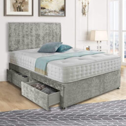 Dining Tables Classic Premium Fabric Divan Bed , 2 Drawers (Same Side) - King - Ice Crushed Velvet - thumbnail 4