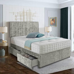 Dining Tables Classic Premium Fabric Divan Bed , 2 Drawers (Same Side) - King - Ice Crushed Velvet - thumbnail 5