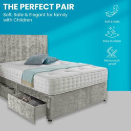 Dining Tables Classic Premium Fabric Divan Bed , 2 Drawers (Same Side) - King - Ice Crushed Velvet - thumbnail 2