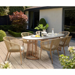 Kettler Messina 7 Piece Rope Dining Set 6 Seat Outdoor Dining Table & Chairs, Aluminium Frame, Ceramic Glass Top, Rainsafe Fabric - thumbnail 1