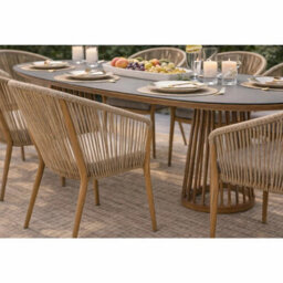 Kettler Messina 7 Piece Rope Dining Set 6 Seat Outdoor Dining Table & Chairs, Aluminium Frame, Ceramic Glass Top, Rainsafe Fabric - thumbnail 5