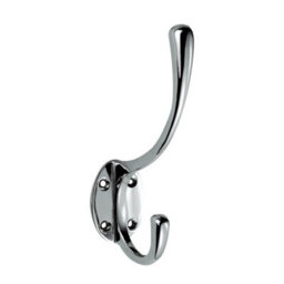 2X Victorian Hat & Coat Hook On Oval Backplate 64mm Projection Polished Chrome - thumbnail 4
