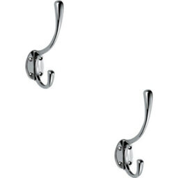 2X Victorian Hat & Coat Hook On Oval Backplate 64mm Projection Polished Chrome
