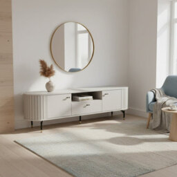 Tv Stand Cabinet 181Cm Media Unit Soft Close Metal Legs Cashmere - thumbnail 1