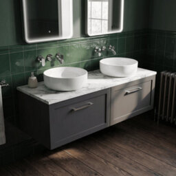Balterley Stonnall Traditional Wall Hung 1 Drawer Vanity Unit With Laminate Worktop, 1200mm, Dark Grey - thumbnail 3