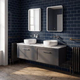 Balterley Stonnall Traditional Wall Hung 1 Drawer Vanity Unit With Laminate Worktop, 1200mm, Dark Grey - thumbnail 2