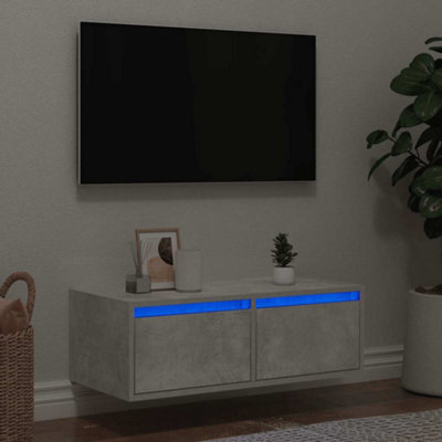Berkfield Tv Cabinet With Led Lights Concrete Grey 75X35.5X25 Cm - image 1