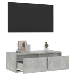 Berkfield Tv Cabinet With Led Lights Concrete Grey 75X35.5X25 Cm - thumbnail 5