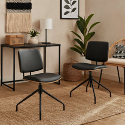 Wyld Haus Nairobi Swivel Dining Chairs Set Of 2 Black Veneer And Faux Leather - thumbnail 1