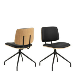 Wyld Haus Nairobi Swivel Dining Chairs Set Of 2 Black Veneer And Faux Leather - thumbnail 3
