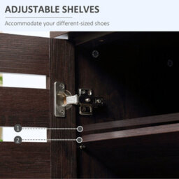 Homcom Shoe Storage Cabinet With Slatted Doors For 15 Pairs Of Shoes Brown - thumbnail 6