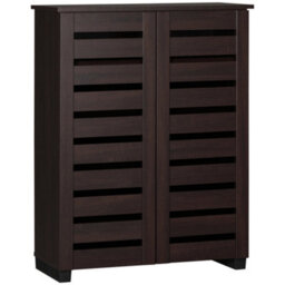 Homcom Shoe Storage Cabinet With Slatted Doors For 15 Pairs Of Shoes Brown - thumbnail 2