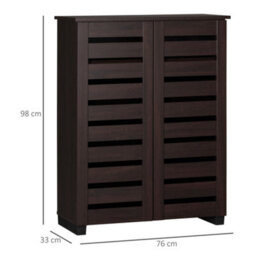 Homcom Shoe Storage Cabinet With Slatted Doors For 15 Pairs Of Shoes Brown - thumbnail 3