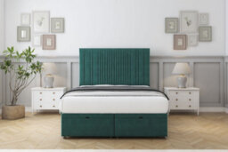 "Comfort The Foxy Emerald Plush Ottoman Bed Base With 54"" Floor Standing Headboard 6' Super King"