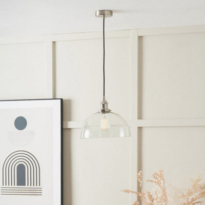Pacific Lifestyle Ceiling Light Antique Silver Metal And Glass Dome Pendant - image 1