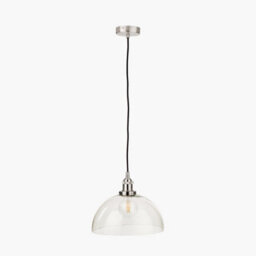 Pacific Lifestyle Ceiling Light Antique Silver Metal And Glass Dome Pendant - thumbnail 2