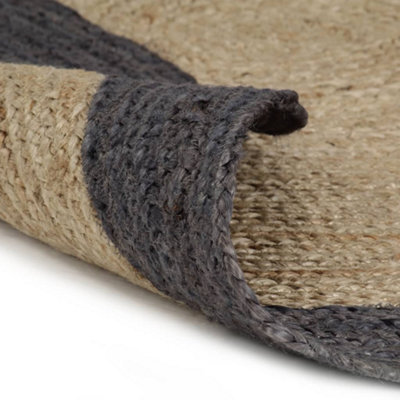Berkfield Durable Handmade Rug Jute With Dark Grey Border 150 Cm - image 1