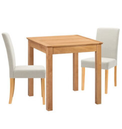 Hallowood Furniture Hereford Small Dining Table With 2 Straight Back Oak Chairs (Beige Seat) - thumbnail 8
