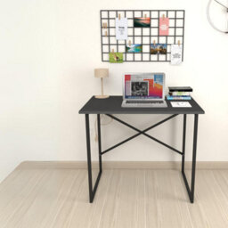 Urbn-Living Urbnliving 90Cm Width Anthracite Wooden Computer Desk Modern Study Table Workstation With Metal Legs - thumbnail 2