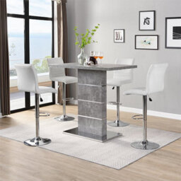 Furniture in Fashion Parini Concrete Effect Bar Table With 4 Ripple White Stools