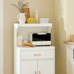 Sobuy Kitchen Storage Trolley Cabinet Cupboard Sideboard On Wheels White - thumbnail 9
