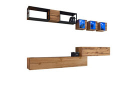 "Arte Switch Metal Iii Oak Wotan Entertainment Unit 280Cm - Oak & Metal Media Wall For Tvs Up To 60""" - thumbnail 2