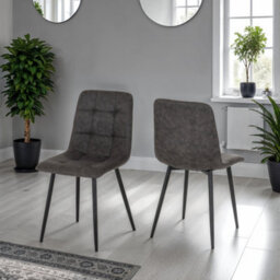 Seconique Fenton Dining Set White Marble Stone Effect With 4 Grey Suede Fabric Chairs - thumbnail 6