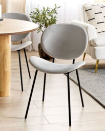 Beliani Set Of 2 Dining Chairs Luana Velvet Light Grey - thumbnail 2