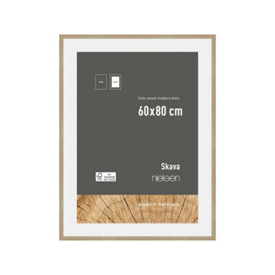 Nielsen Skava 60 X 80Cm Oak Wooden Picture Frame With 50X70Cm Mount, Float Glass And Push/turn Clips - image 1