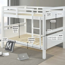 RF Beds Reinforced Beds Double Over Double Langham Quad Bunk Bed - White - thumbnail 3