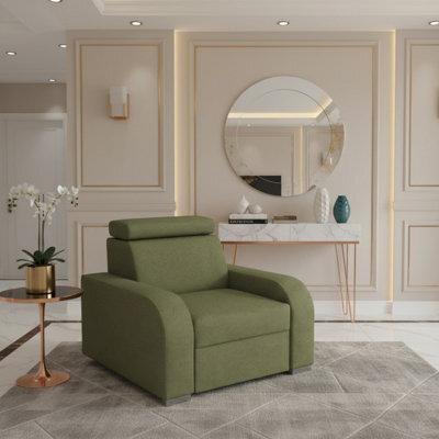Oslo M 1 Upholstered Armchair Adjustable Headrest Mdf And Chipboard Frame For Living Room 105X100X85 Olive - image 1
