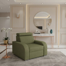 Oslo M 1 Upholstered Armchair Adjustable Headrest Mdf And Chipboard Frame For Living Room 105X100X85 Olive - thumbnail 1