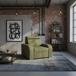 Oslo M 1 Upholstered Armchair Adjustable Headrest Mdf And Chipboard Frame For Living Room 105X100X85 Olive - thumbnail 3