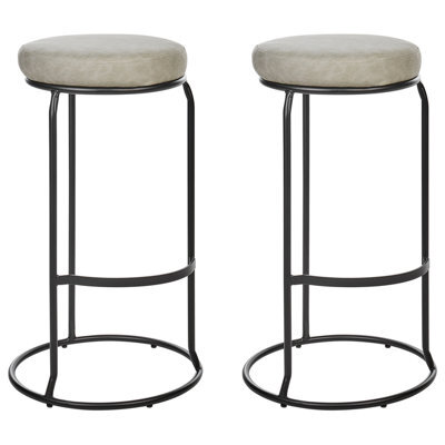 Beliani Set Of 2 Bar Stools Milroy Faux Leather Light Grey - image 1