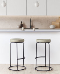 Beliani Set Of 2 Bar Stools Milroy Faux Leather Light Grey - thumbnail 2