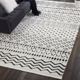 White Shaggy Modern Geometric Moroccan Rug Easy To Clean Living Room Bedroom And Dining Room-239Cm X 320Cm - thumbnail 3