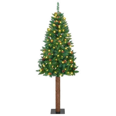 Vidaxl Slim Christmas Tree Green 180 Cm Pvc And Solid Pine Wood - image 1