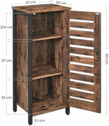 Hygrad Built to Survive Industrial Style Wood/steel Nightstand Bedside End Table Bathroom Cabinet With Shutter Door Sofa Side Table Storage For Home - thumbnail 3