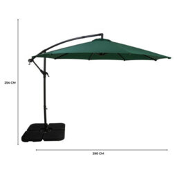 MonsterShop Cantilever Parasol 3M With Square Base  Green - thumbnail 5