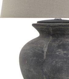 Wholesome Home Large Stone Table Lamp, Grey Distressed Base, Beige Linen Shade, 60 X 60 X 78 Cm - thumbnail 3